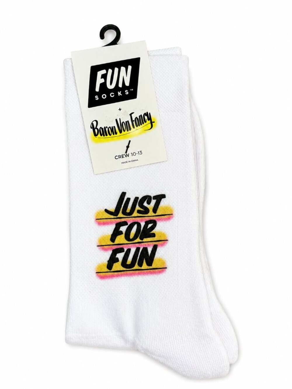 Fun Socks x Baron Von Fancy "Just For Fun" Crew Socks NWT Artist Collab Sz 10-13